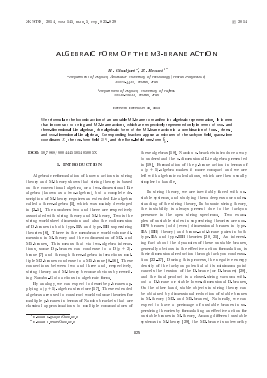 ALGEBRAIC FORM OF THE M3-BRANE ACTION -  тема научной статьи по физике из журнала Журнал экспериментальной и теоретической физики