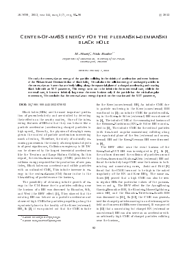 CENTER-OF-MASS ENERGY FOR THE PLEBANSKI-DEMIANSKI BLACK HOLE -  тема научной статьи по физике из журнала Журнал экспериментальной и теоретической физики