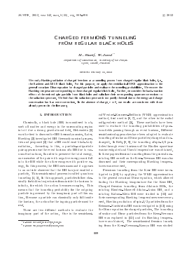 CHARGED FERMIONS TUNNELING FROM REGULAR BLACK HOLES -  тема научной статьи по физике из журнала Журнал экспериментальной и теоретической физики