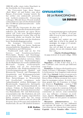 CIVILISATION DE LA FRANCOPHONIE: LA SUISSE -  тема научной статьи по языкознанию из журнала Иностранные языки в школе