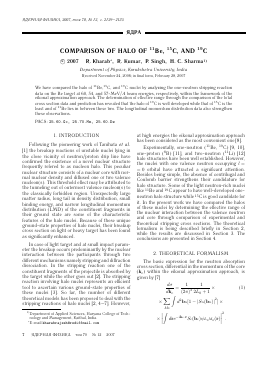 COMPARISON OF HALO OF  BE,  C, AND  C -  тема научной статьи по физике из журнала Ядерная физика