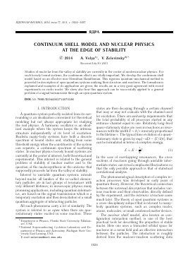 CONTINUUM SHELL MODEL AND NUCLEAR PHYSICS AT THE EDGE OF STABILITY -  тема научной статьи по физике из журнала Ядерная физика