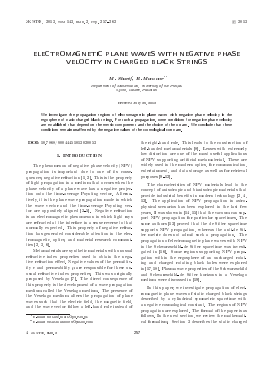 ELECTROMAGNETIC PLANE WAVES WITH NEGATIVE PHASE VELOCITY IN CHARGED BLACK STRINGS -  тема научной статьи по физике из журнала Журнал экспериментальной и теоретической физики
