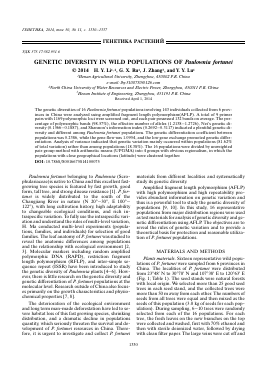 GENETIC DIVERSITY IN WILD POPULATIONS OF PAULOWNIA FORTUNEI -  тема научной статьи по биологии из журнала Генетика