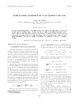 LONG STRING DYNAMICS IN PURE GRAVITY ON A0IS3 -  тема научной статьи по физике из журнала Журнал экспериментальной и теоретической физики