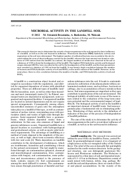 MICROBIAL ACTIVITY IN THE LANDFILL SOIL -  тема научной статьи по химии из журнала Прикладная биохимия и микробиология