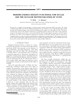 MODERN ENERGY DENSITY FUNCTIONAL FOR NUCLEI AND THE NUCLEAR MATTER EQUATION OF STATE -  тема научной статьи по физике из журнала Ядерная физика