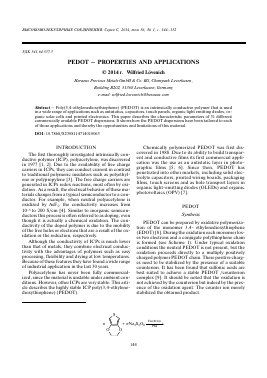 PEDOT – PROPERTIES AND APPLICATIONS -  тема научной статьи по физике из журнала Высокомолекулярные соединения. Серия С