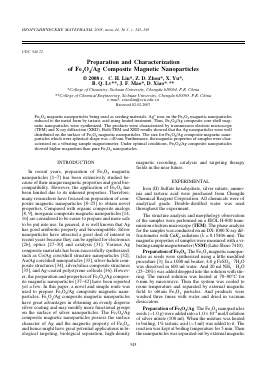 PREPARATION AND CHARACTERIZATION OF FE3O4/AG COMPOSITE MAGNETIC NANOPARTICLES -  тема научной статьи по химии из журнала Неорганические материалы
