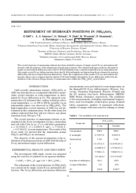 REFINEMENT OF HYDROGEN POSITIONS IN (NH4)2SEO4 -  тема научной статьи по физике из журнала Поверхность. Рентгеновские, синхротронные и нейтронные исследования