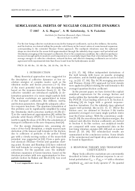 SEMICLASSICAL INERTIA OF NUCLEAR COLLECTIVE DYNAMICS -  тема научной статьи по физике из журнала Ядерная физика