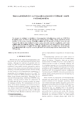 SIMULATIONS OF ULTRA-HIGH-ENERGY COSMIC RAYS PROPAGATION -  тема научной статьи по физике из журнала Журнал экспериментальной и теоретической физики