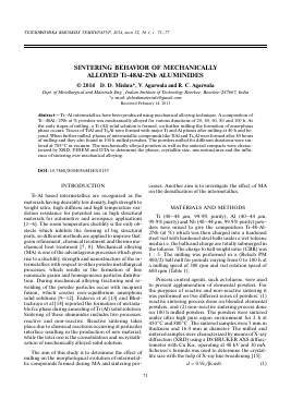 SINTERING BEHAVIOR OF MECHANICALLY ALLOYED TI-48AL-2NB ALUMINIDES -  тема научной статьи по физике из журнала Теплофизика высоких температур
