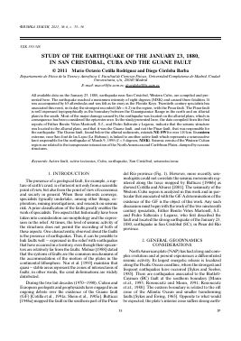 STUDY OF THE EARTHQUAKE OF THE JANUARY 23, 1880, IN SAN CRISTOBAL, CUBA AND THE GUANE FAULT -  тема научной статьи по геофизике из журнала Физика Земли
