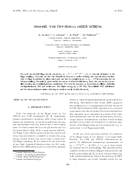 TAMING THE OFF-SHELL HIGGS BOSON -  тема научной статьи по физике из журнала Журнал экспериментальной и теоретической физики