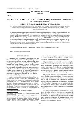 THE EFFECT OF ELLAGIC ACID ON THE ROOT GRAVITROPIC RESPONSE IN ARABIDOPSIS THALIANA -  тема научной статьи по биологии из журнала Физиология растений
