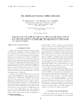 ON HIGGS-EXTENDED MSSM MODELS -  тема научной статьи по физике из журнала Журнал экспериментальной и теоретической физики