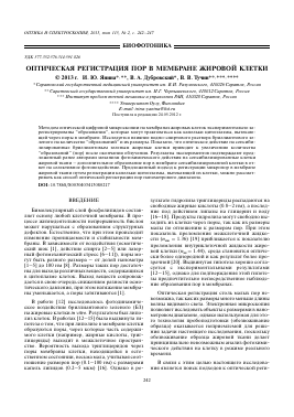 ОПТИЧЕСКАЯ РЕГИСТРАЦИЯ ПОР В МЕМБРАНЕ ЖИРОВОЙ КЛЕТКИ -  тема научной статьи по физике из журнала Оптика и спектроскопия