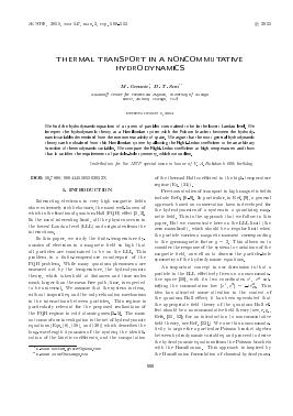 THERMAL TRANSPORT IN A NONCOMMUTATIVE HYDRODYNAMICS -  тема научной статьи по физике из журнала Журнал экспериментальной и теоретической физики